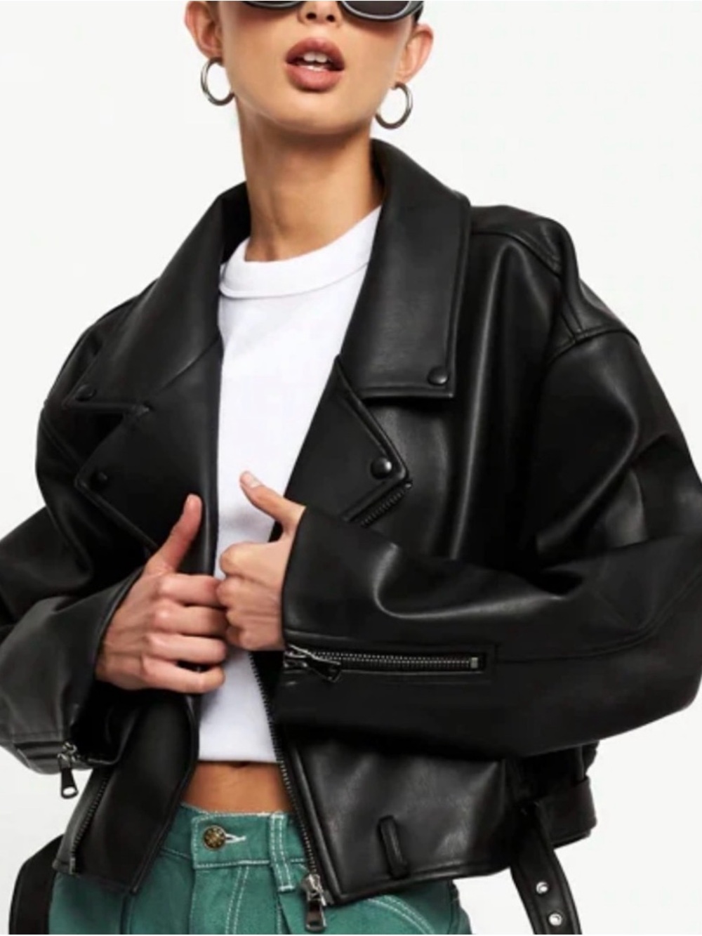 Lioness Black Faux Leather Biker Jacket (Staten Island jacket black)